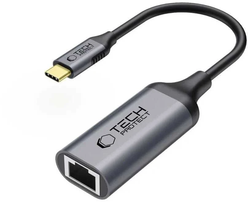 Tech-Protect UltraBoost USB-C į Ethernet RJ45 1000Mbps adapteris - Juodas