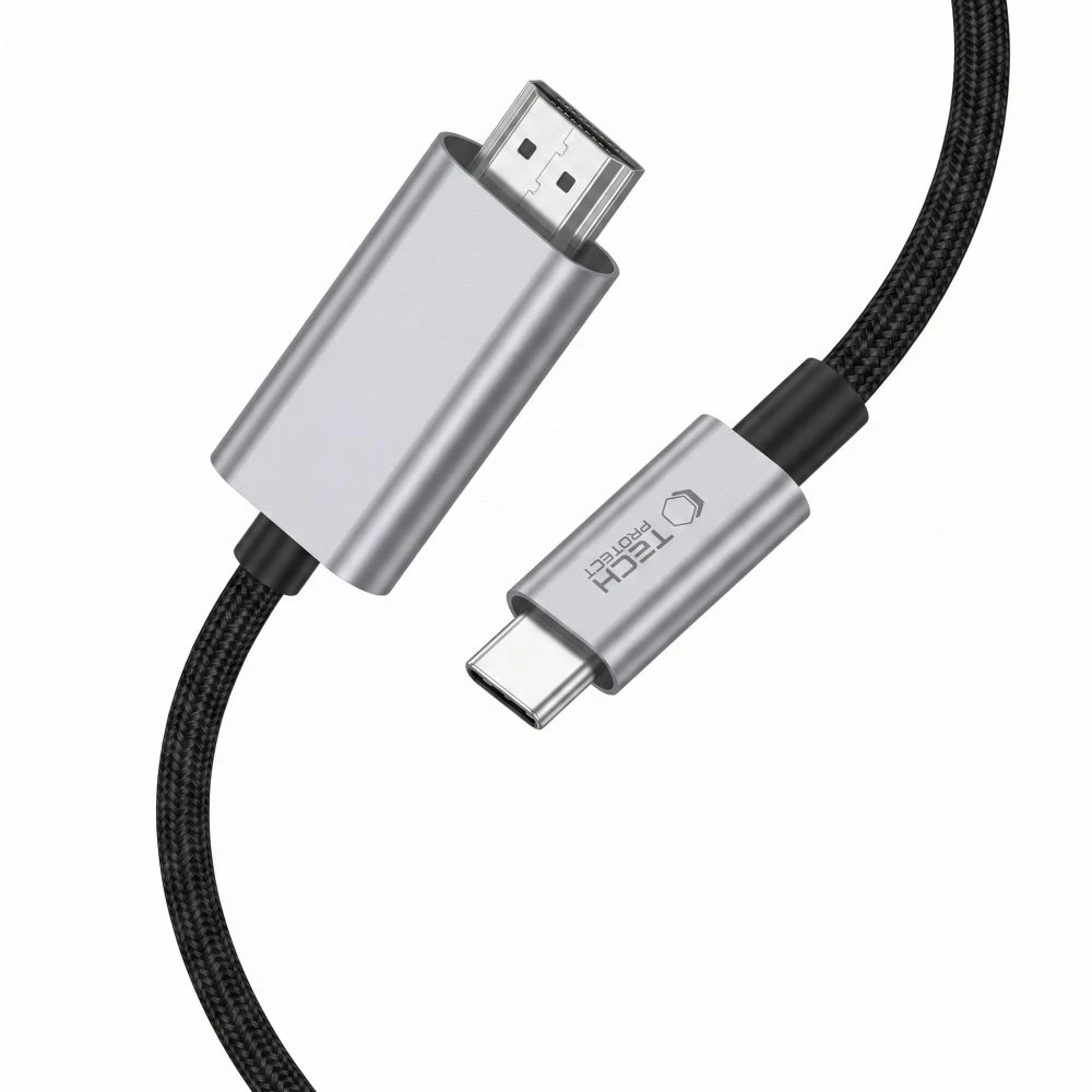 TECH-PROTECT ULTRABOOST KABELIS USB-C Į HDMI 2.1 8K 60HZ 200CM GELEŽIES PILKOS SPALVOS