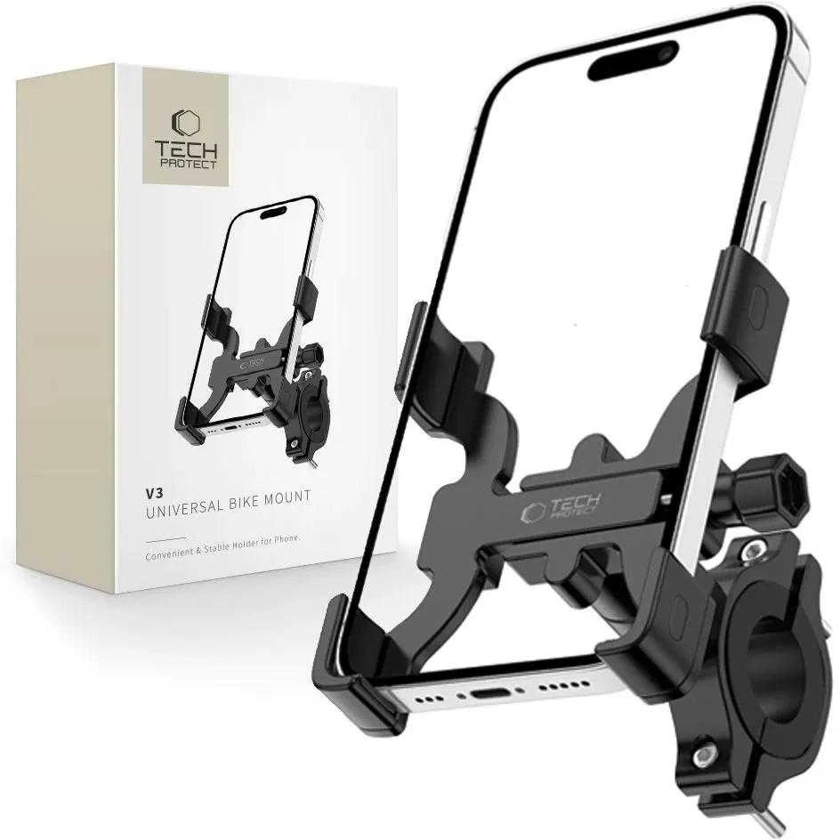 Tech-Protect V3 telefono laikiklis dviračiui on the handlebar – juodos spalvos