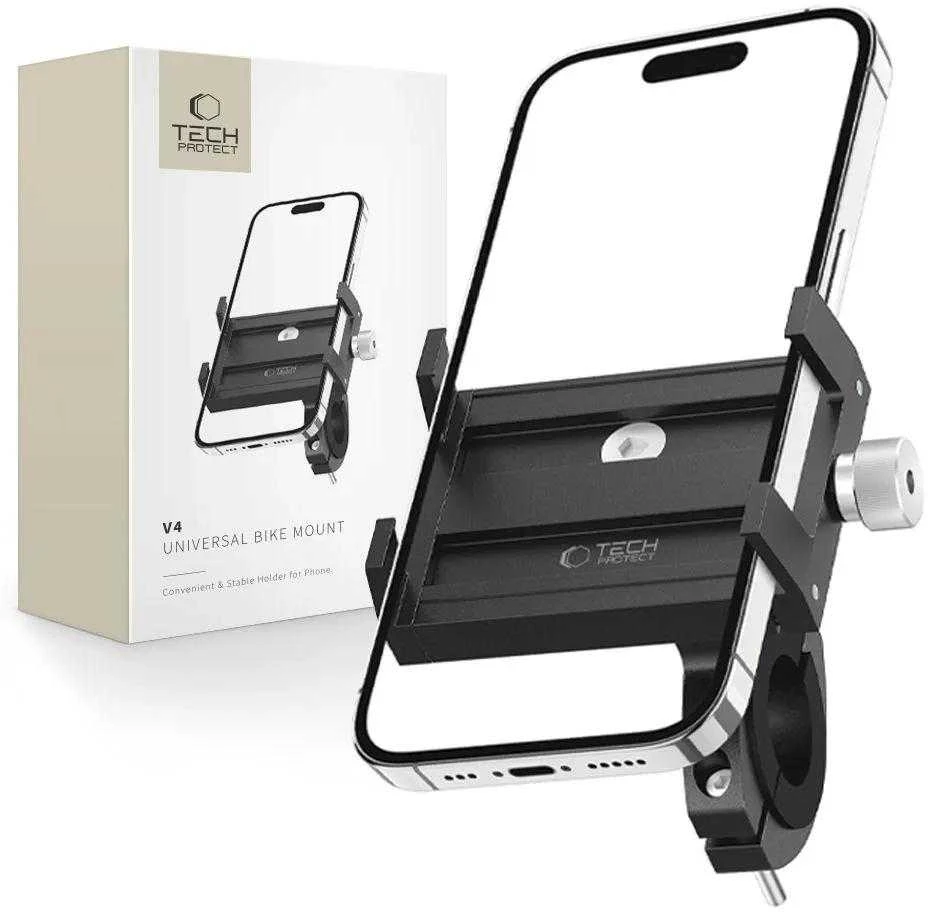 Tech-Protect V4 telefono laikiklis dviračiui handlebars – juodos spalvos