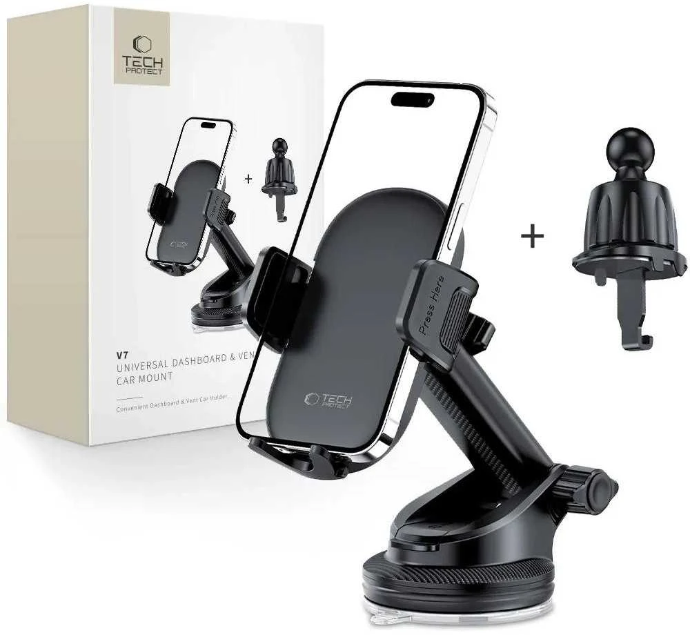 Tech-Protect V7 automobilinis telefono laikiklis for cockpit / air vent – juodos spalvos