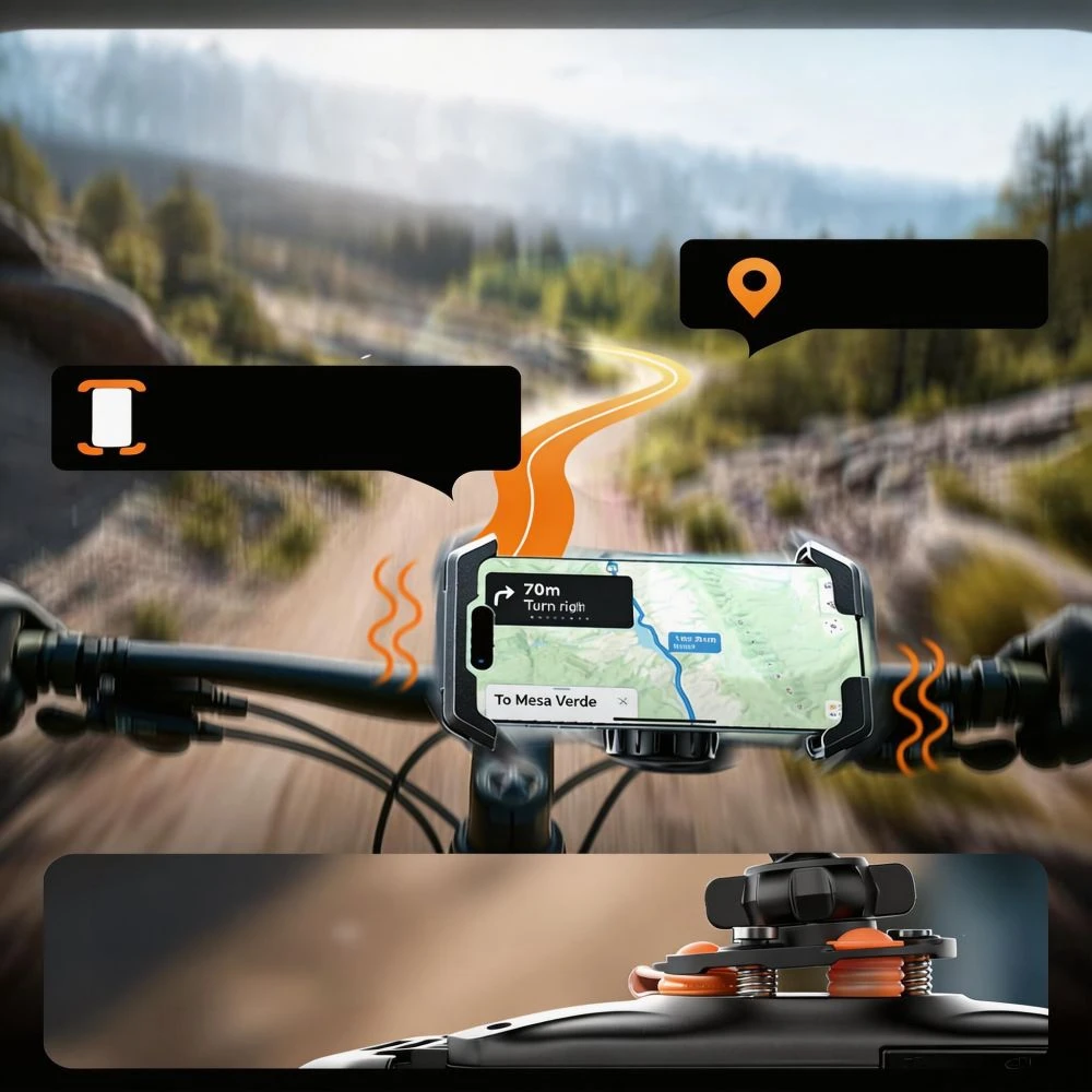 Tech-Protect V7 UNIVERSALUS DVIRAČIO IR MOTOCIKLO LAIKIKLIS Juodas