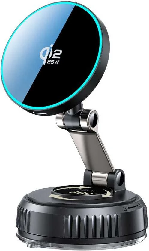 Tech-Protect mm25W-V8 QI2.2 Magnetic MagSafe WINDSHIELD & DASHBOARD automobilinis telefono laikiklis belaidis įkroviklis 25W juodos spalvos