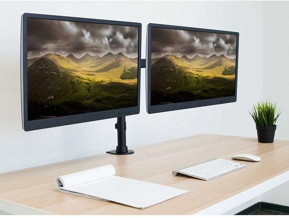 Laikiklis TECHLY 027514 Techly Dvigubas stalas LED/LCD monitoriaus rankena 13-27 2x10kg reguliuojama