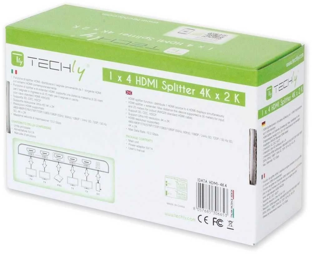 Techly IDATA HDMI-4K4 vaizdo signalų daliklis 4x HDMI