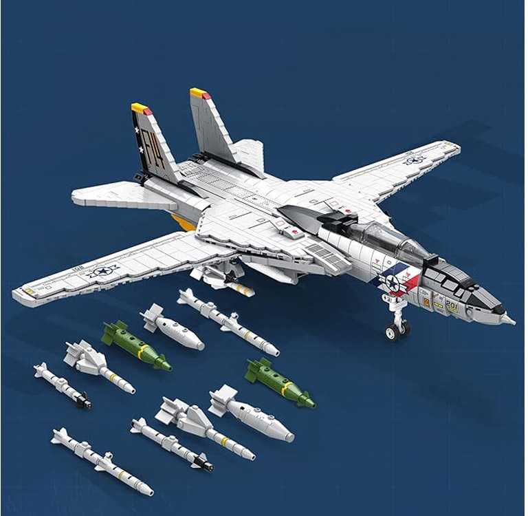 Jokomisiada Techniniai blokai F-14 Tomcat 1600 dalių Amerikiečių naikintuvas ZA5301