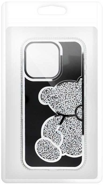 OEM dėklas, skirtas iPhone 15, meškiuko formos sidabrinis