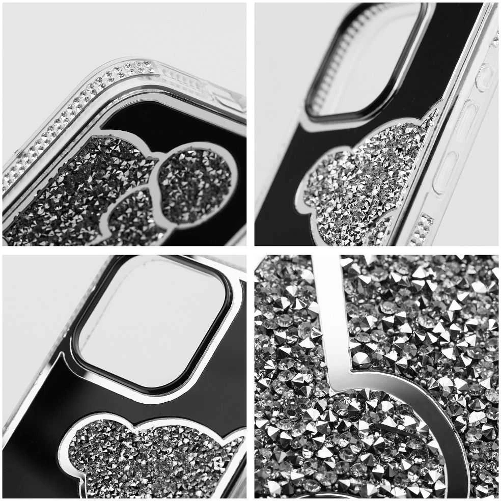 OEM dėklas, skirtas iPhone 17 AIR, meškiuko formos sidabrinis