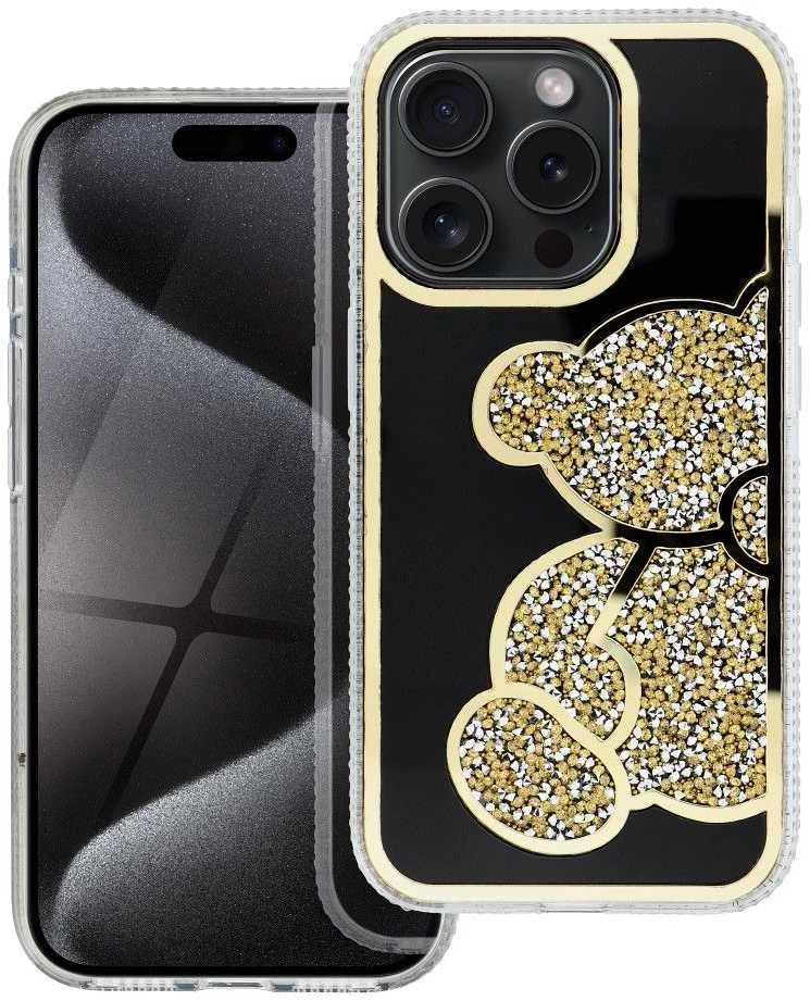 OEM dėklas, skirtas iPhone 17 Pro / 18 Pro (žemas kameros kraštas), meškiukas auksinis