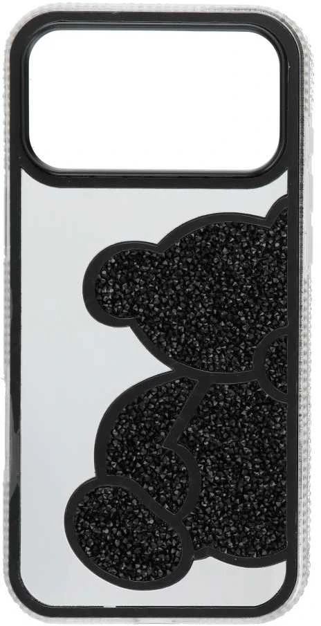 OEM dėklas, skirtas iPhone 17 Pro Max / 18 Pro Max (žemas kameros kraštas), meškiuko formos, juodas