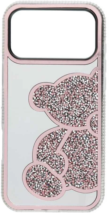 OEM dėklas, skirtas iPhone 17 Pro Max / 18 Pro Max (žemas kameros kraštas), meškiuko rožinis