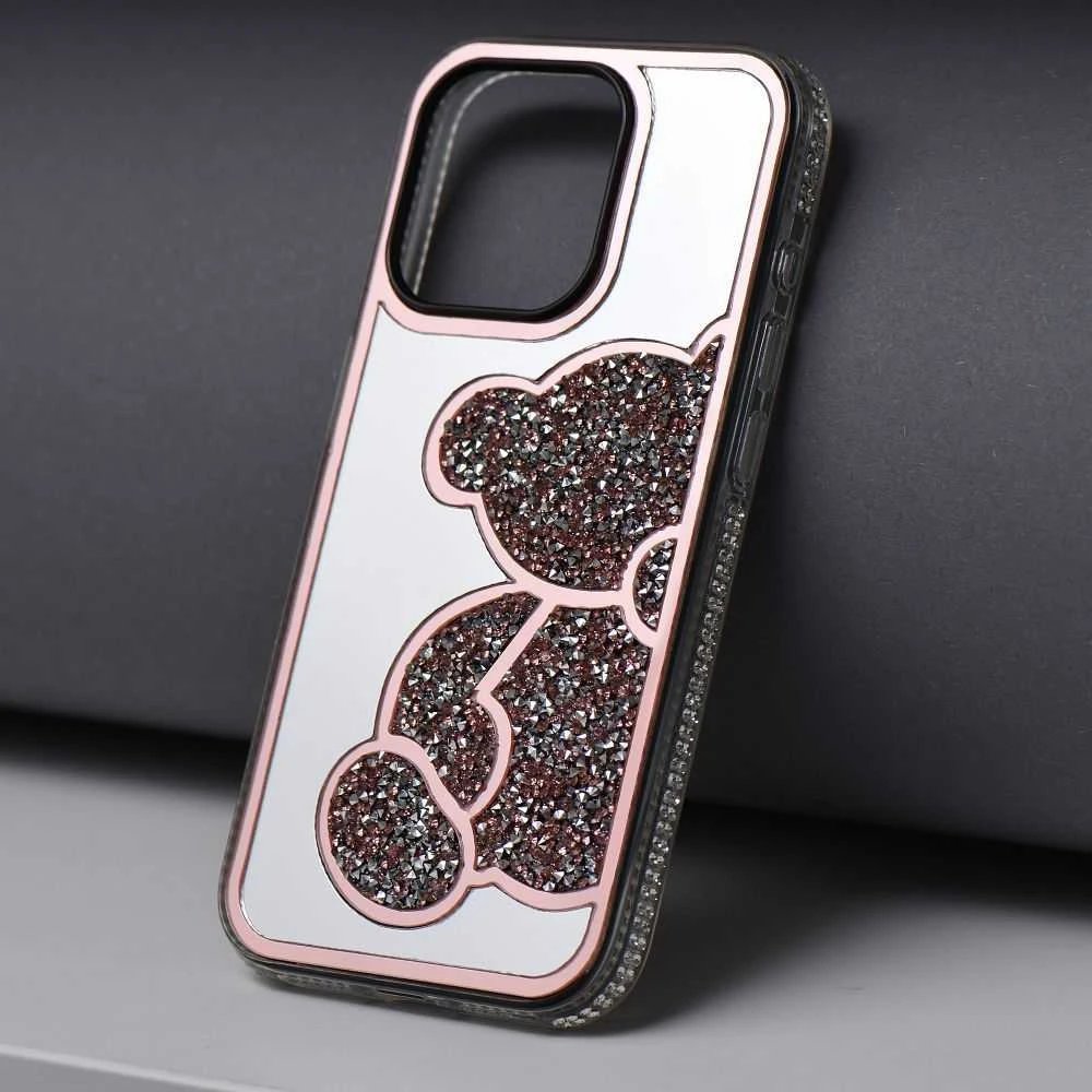 OEM dėklas, skirtas iPhone 11, rožinis meškiuko formos dėklas