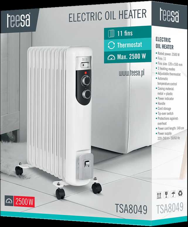 Alyvos radiatorius Teesa 2500 W, 11 briaunų