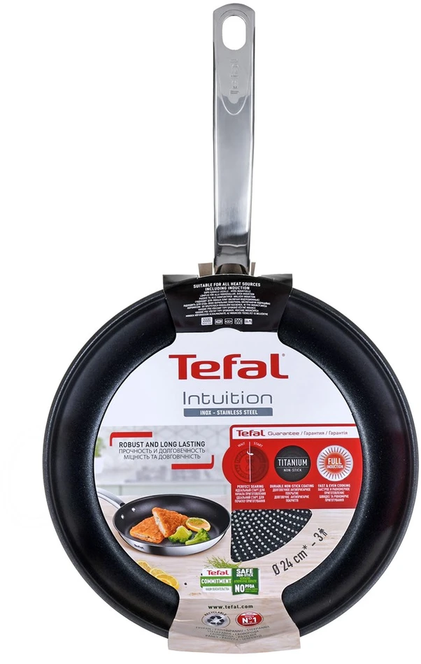 TEFAL | Keptuvė | B8170444 Intuition | Kepimui | Skersmuo 24 cm | Tinka indukcinei kaitlentei | Fiksuota rankena | Juodas