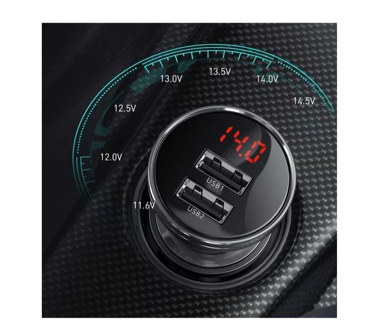 Baseus Automobilinis įkroviklis 2xUSB 4.8A 24 W - Sidabrinis