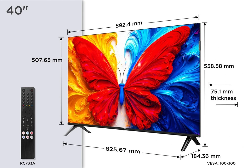 TCL S5L 40S5L TV 101.6 cm (40") Full HD Smart TV Wi-Fi Juodas 300 cd/m²