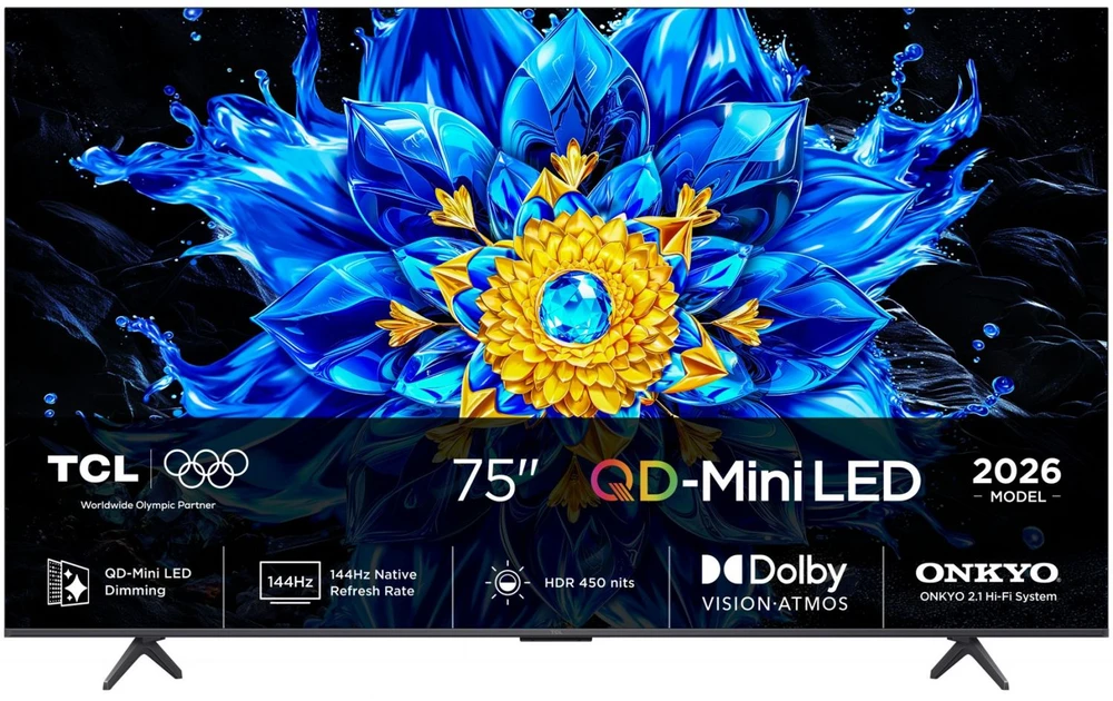 TCL P8L 75P8L TV 190.5 cm (75") 4K Ultra HD Smart TV Wi-Fi Juodas 450 cd/m²