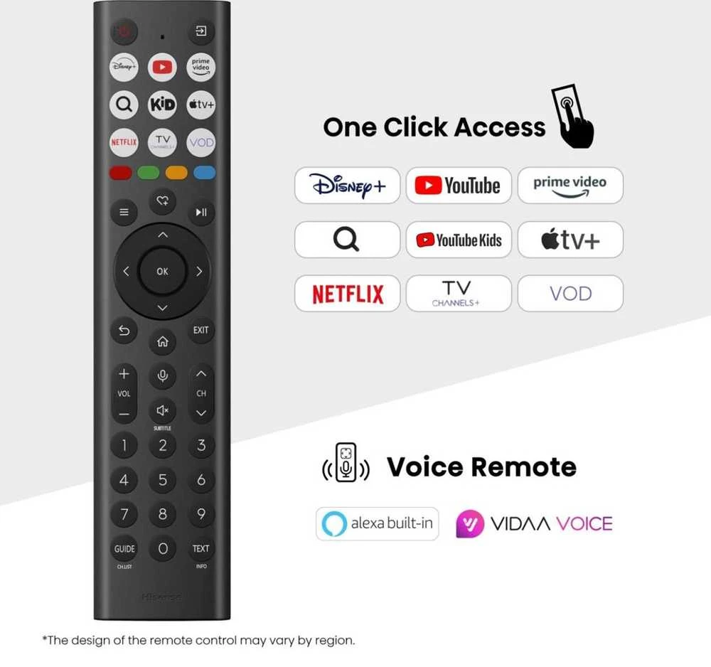 Televizorius Hisense Mini LED TV | 65U7Q | 65 | Smart TV | VIDAA Smart OS | UHD | Juodas