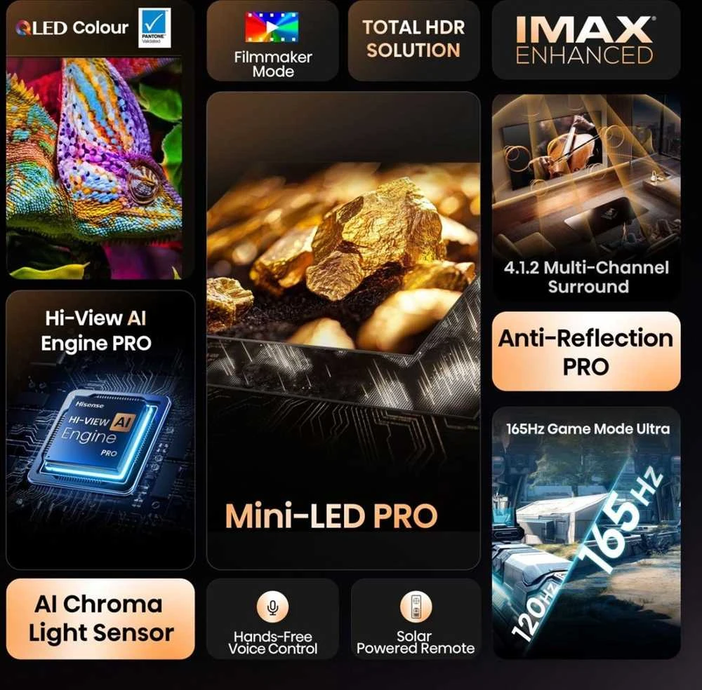 Televizorius Hisense 65U8Q 65" miniLED 4K 165Hz VidaaOS Vision IQ 2025