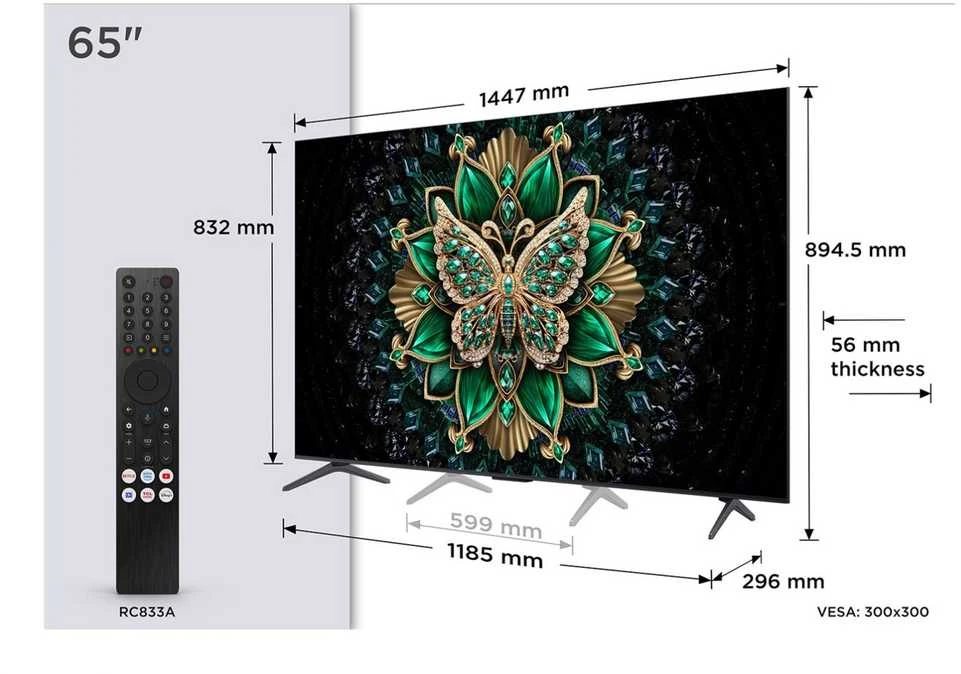 TCL 65C69K televizorius 165,1 cm (65") 4K „Ultra HD“ išmanusis televizorius „Wi-Fi“ metalinis