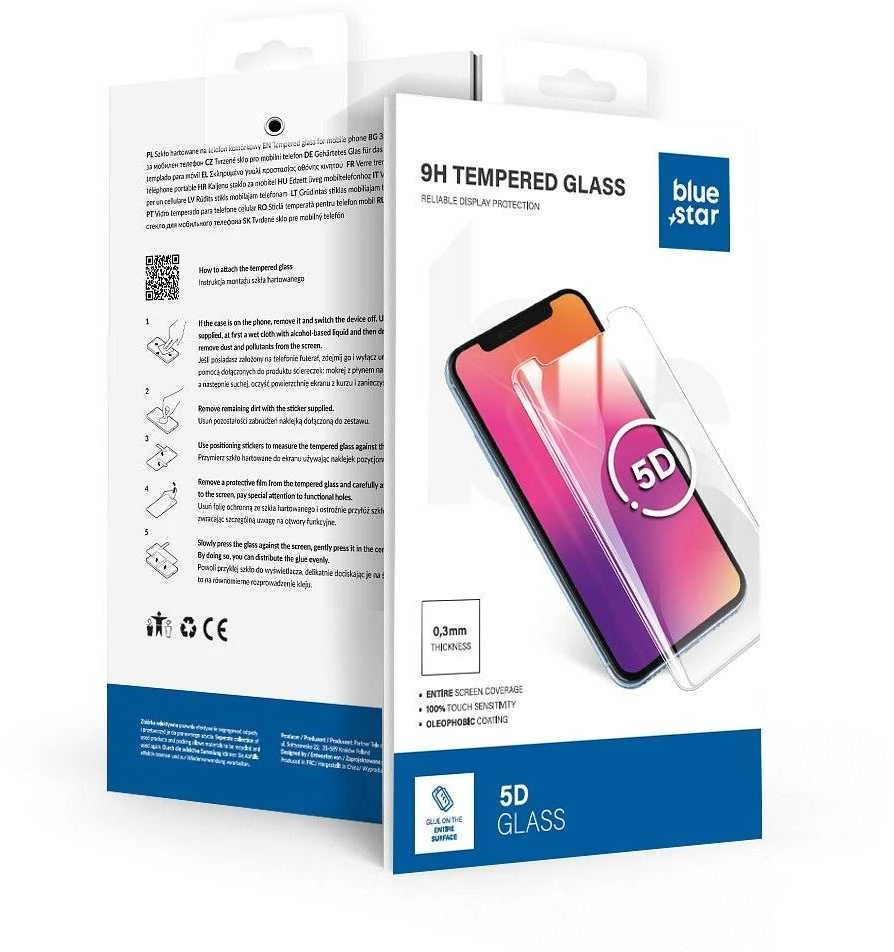 BlueStar Grūdintas stiklas iPhone 14 PRO MAX (pilnas klijavimas) Blue Star 5D juodas
