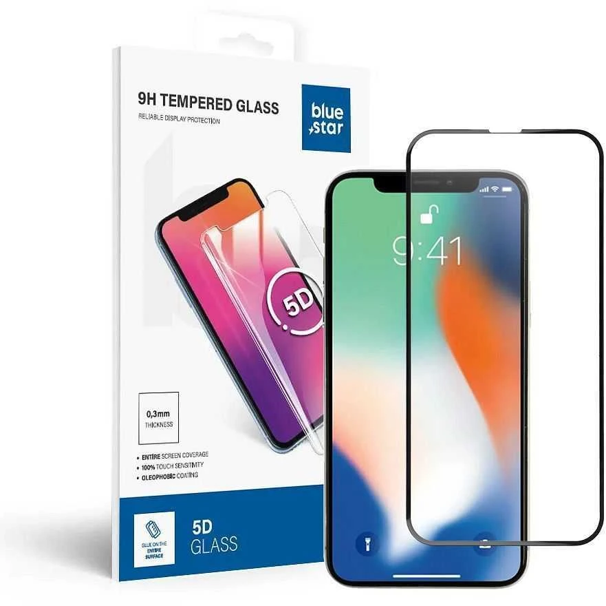 Fusion Accessories Grūdintas stiklas iPhone X (pilnas klijavimas) Blue Star 5D juodas