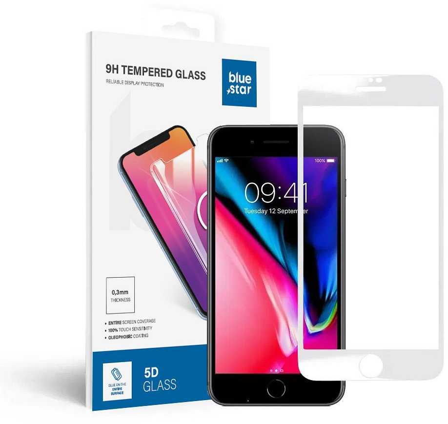 Fusion Accessories Tempered Glass Blue Star - APP IPHONE 7/8 Plus 5D Full Cover baltas