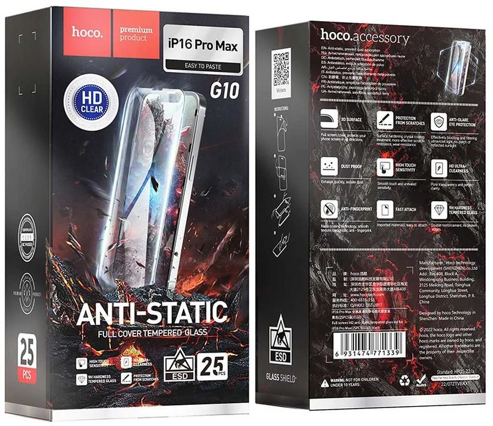 Grūdintas stiklas iPhone 17 AIR Hoco HD antistatinis 25 vnt. G10