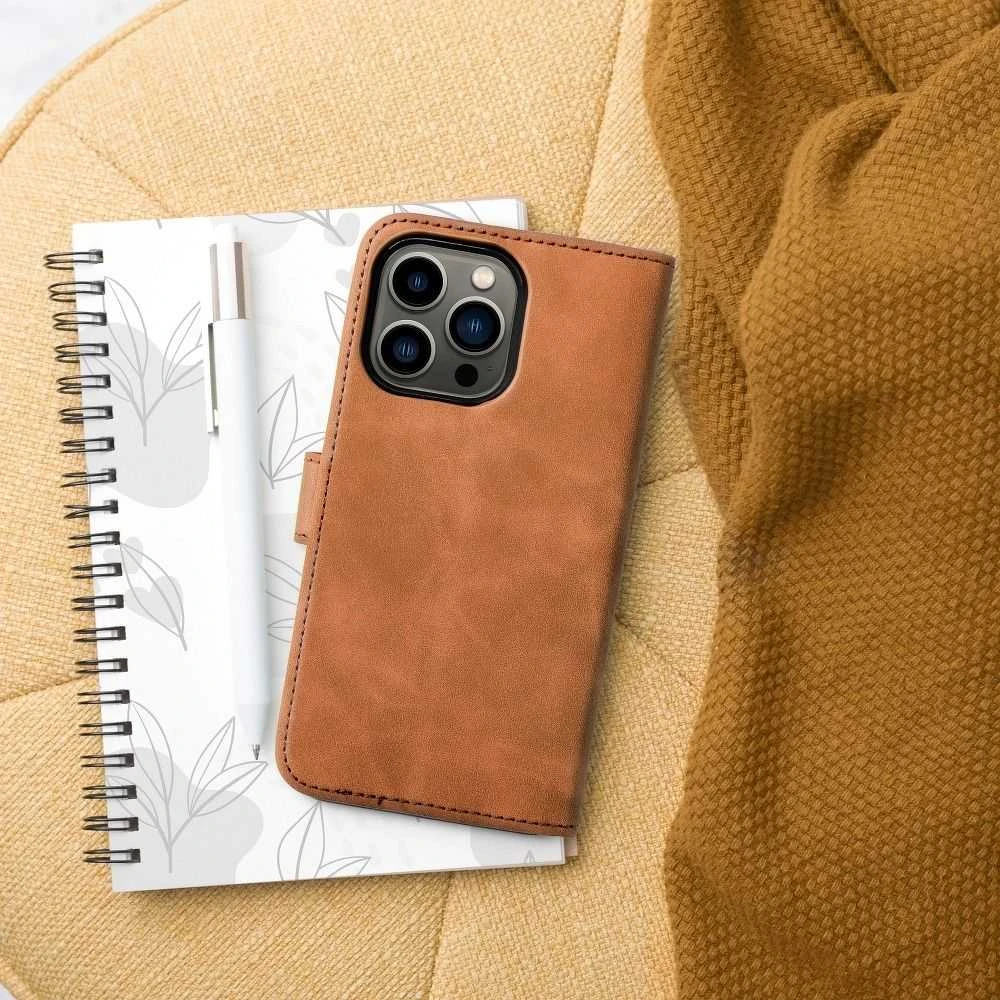 Forcell OEM atverčiamas dėklas, skirtas iPhone 13 Tender Book ruda
