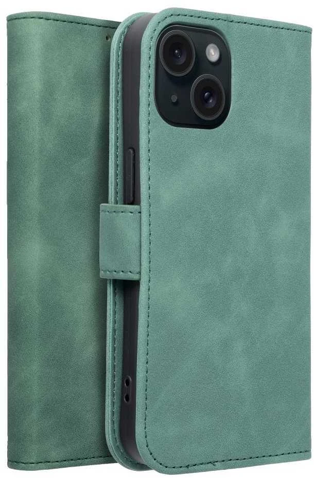 OEM atverčiamas dėklas iPhone 15 Tender Book žalias
