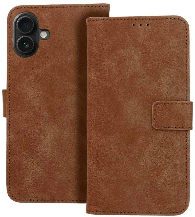OEM atverčiamas dėklas, skirtas iPhone 16 PLUS, „Tender Book“ ruda spalva
