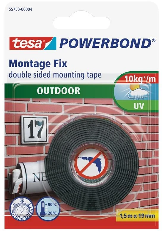 Tesa DVIPUSĖ LIPNIOJI JUOSTA LAUKO DARBAMS (10 kg 1,5 m X 19 mm)