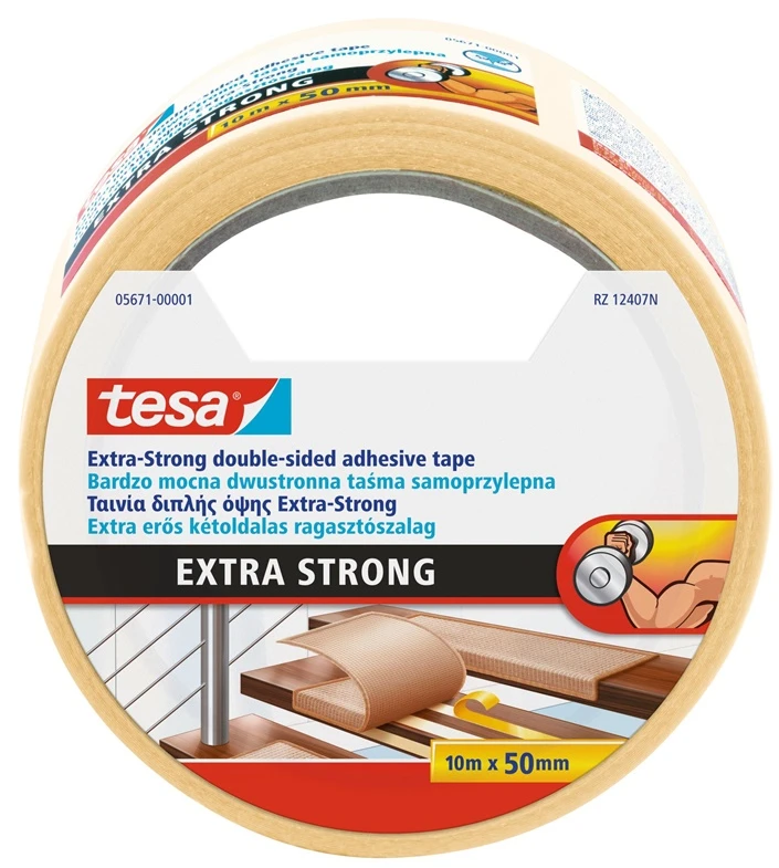 Dvipusė lipni juosta Tesa Extra Strong, 10 m x 50 mm