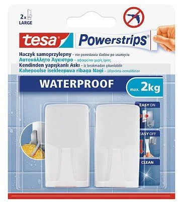 Tesa Kabliukai Power Strips, atsparūs vandeniui, 2 vnt.