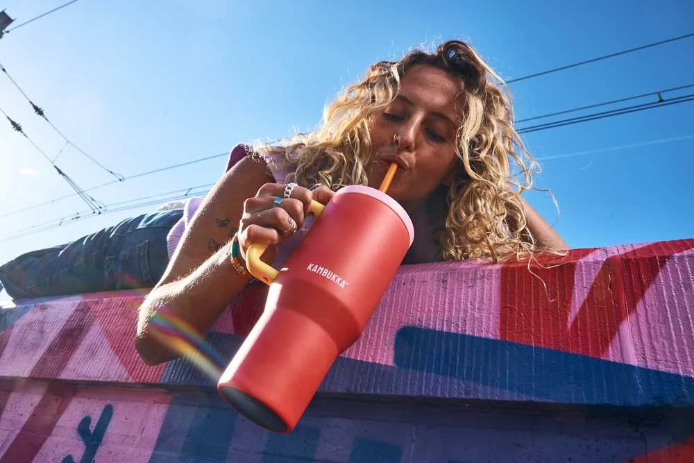 Kambukka Rio Tumbler Rožinė Papaya 950ml raudona