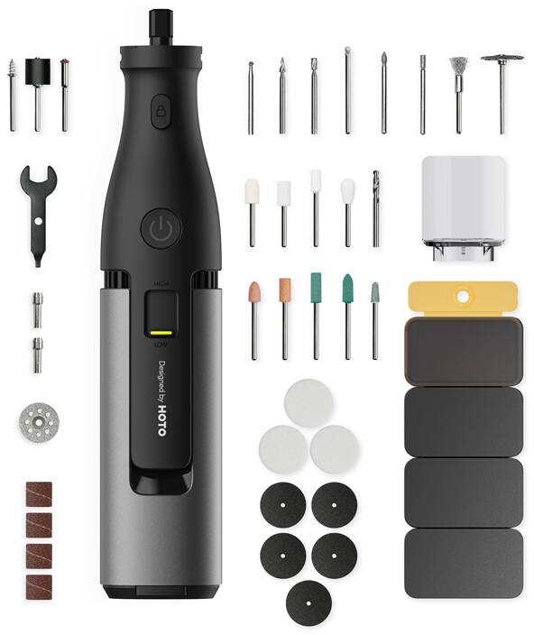 Tikslus daugiafunkcis šlifuoklis 12V komplektas 36 el, HOTO QWLDM002 35000RPM