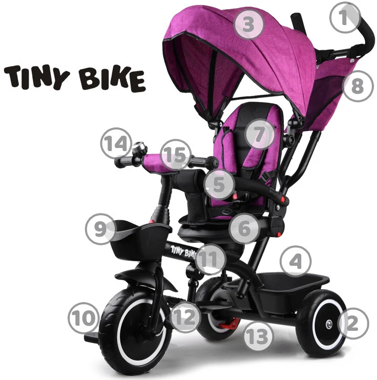 Jokomisiada Triratis dviratukas Tiny Bike 3W1 Z Daszkiem