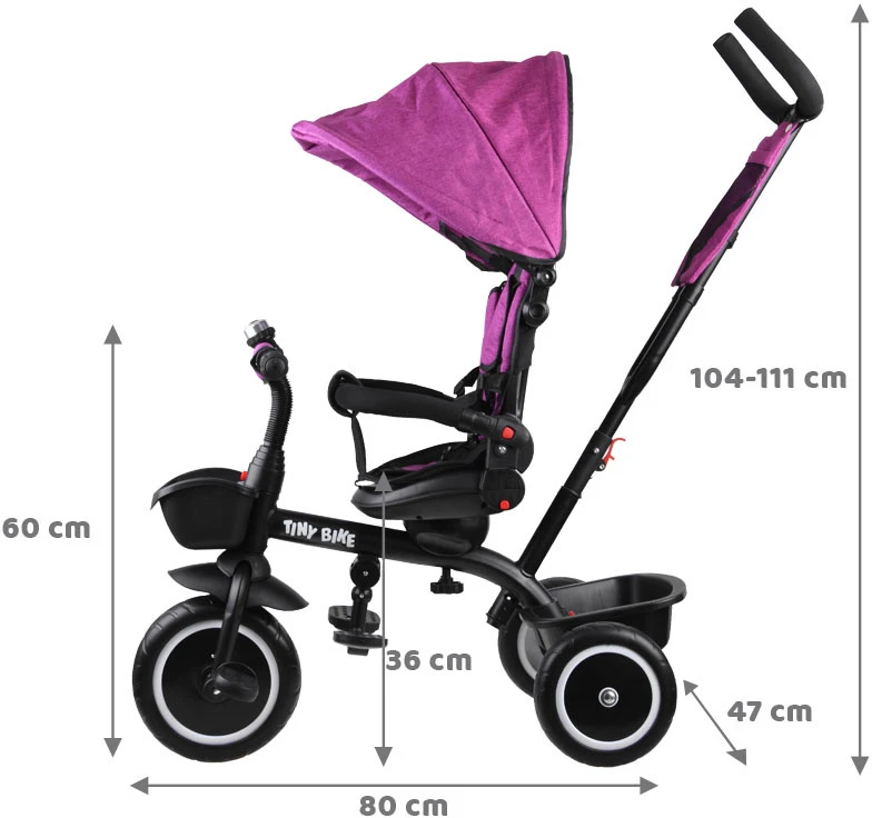Jokomisiada Triratis dviratukas Tiny Bike 3W1 Z Daszkiem