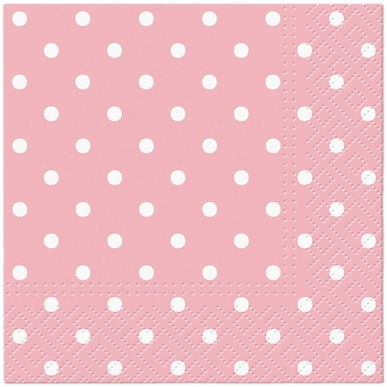 Popierinės servetėlės PAW Rožinė Dots, 25 cm x 25 cm, 20 vnt.