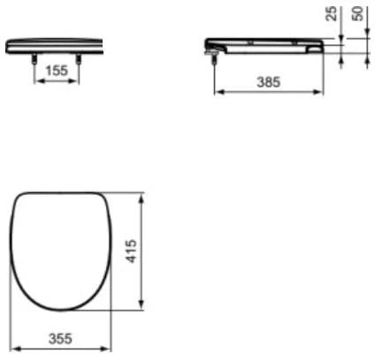 Unitazas pastatomas Vidima Korona W908001, su dangčiu, 350×610 mm