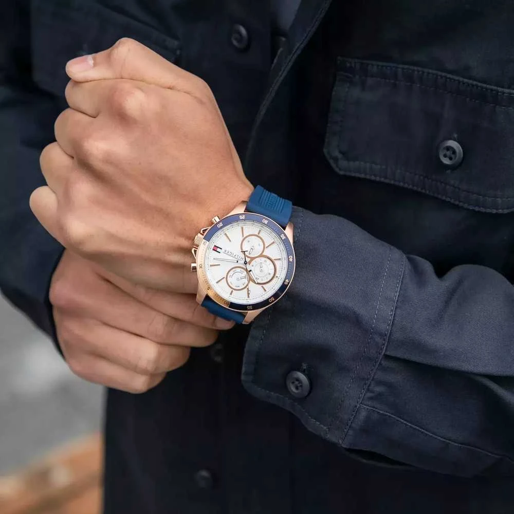 TOMMY HILFIGER VYRIŠKAS LAIKRODIS Bank 1791778 (zf064a) + DĖŽUTĖ