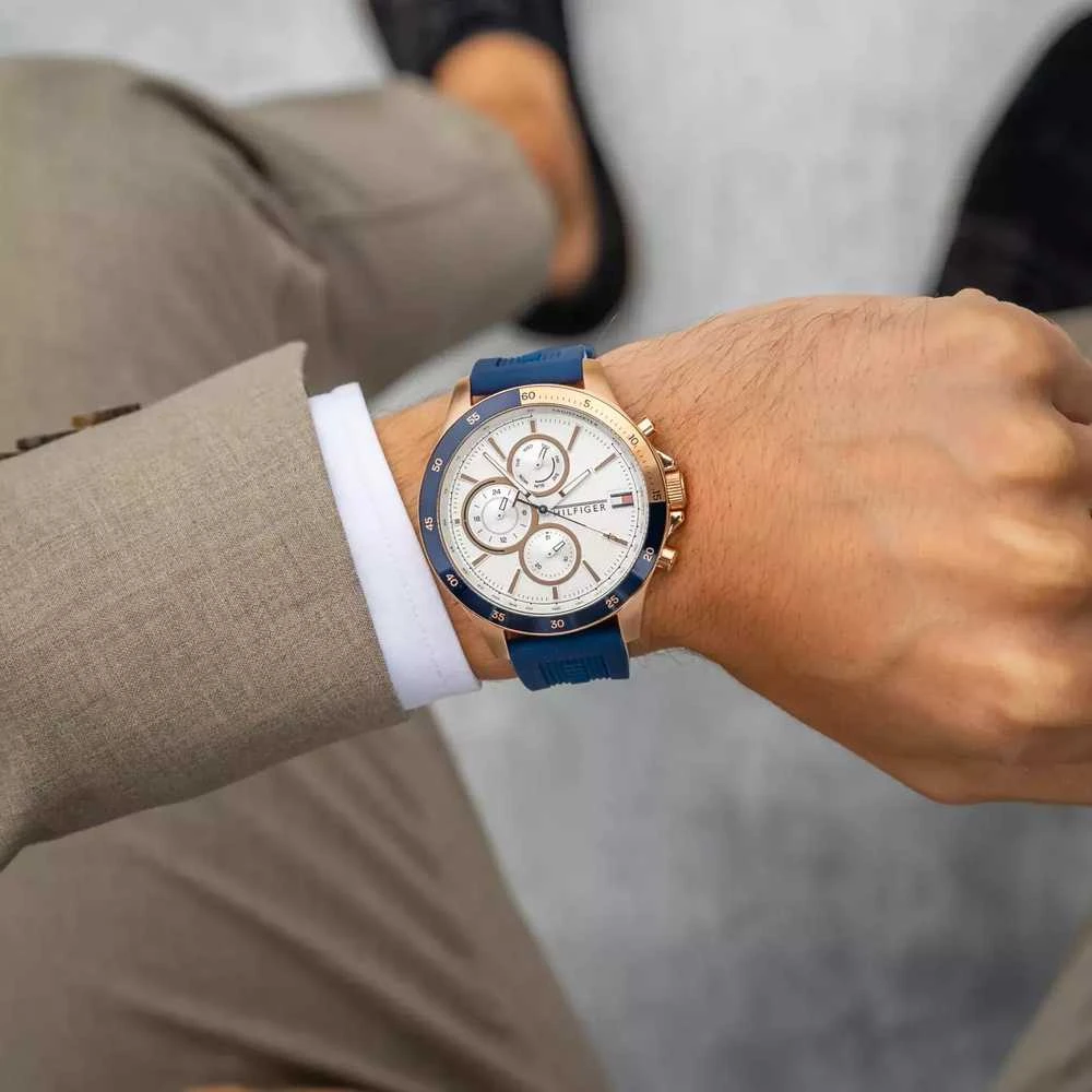 TOMMY HILFIGER VYRIŠKAS LAIKRODIS Bank 1791778 (zf064a) + DĖŽUTĖ