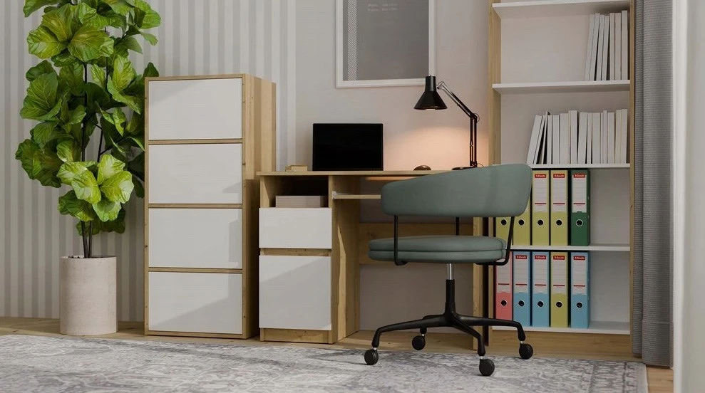 „Top E Shop ALMA“ komoda, ąžuolo spalvos / baltas