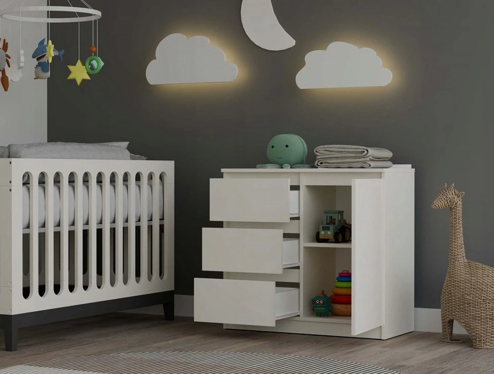 Top E Shop Komoda su 1 durelėmis, 3 stalčiais, kašmyro spalvos