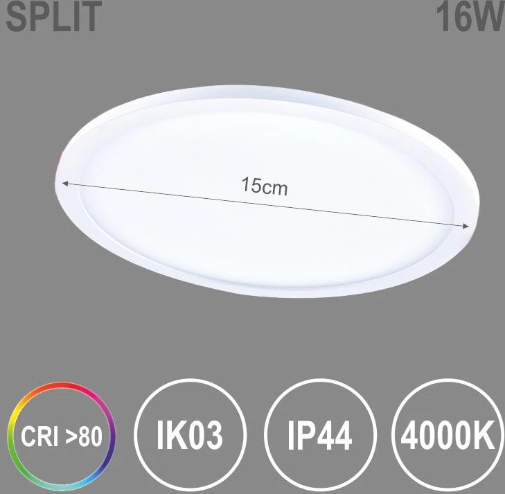 TOPE Įmontuojama apvali LED panelė "SPLIT" 16W-4000K