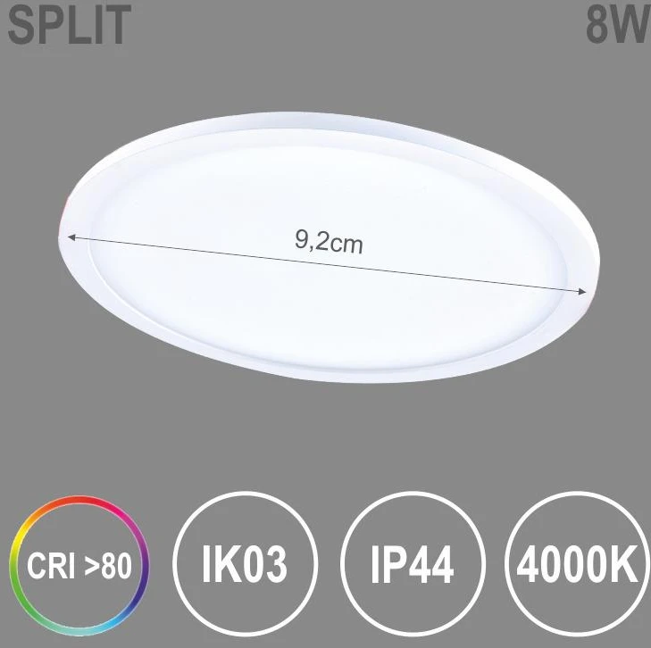 TOPE Įmontuojama apvali LED panelė "SPLIT" 8W-4000K