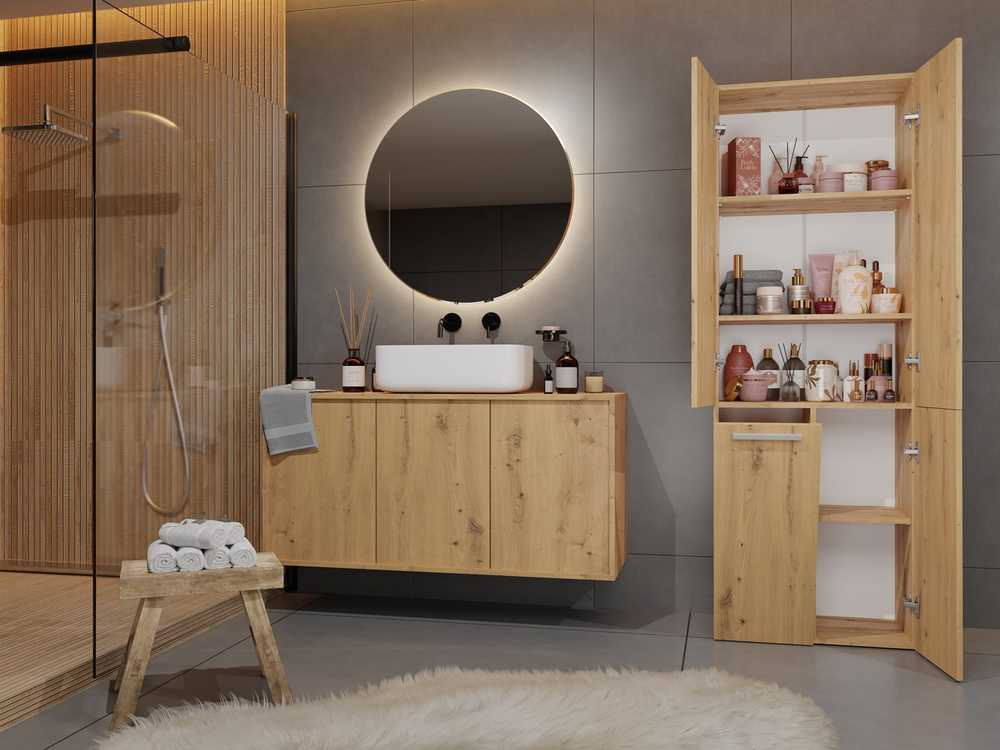 „Top E Shop“ „Topeshop“ NEL 1K DD ART KPL vonios spintelė, ąžuolo spalvos