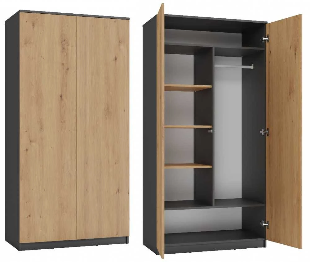 „Top E Shop“ „Topeshop“ SD-90 ANT/ART KPL miegamojo spinta/spinta 7 lentynos 2 durys