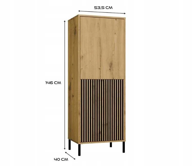 Top E Shop KAMARO 2DK SLIM/GL ĄŽUOLO ARTISAN vitrina