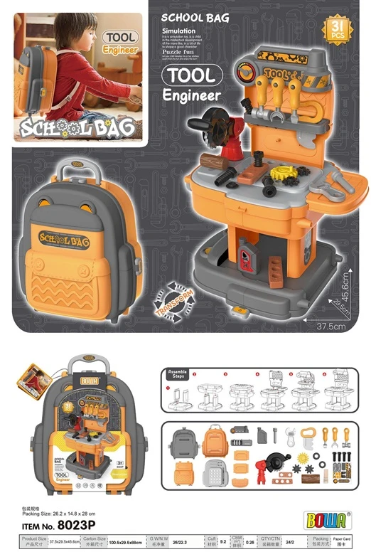 None Nežinomas Žaislinis meistro įrankis School Bag-Tool Engineer 8023p